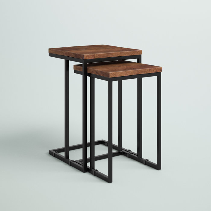 Steelside™ Eastville 26'' Tall Solid Wood C Table Nesting Tables